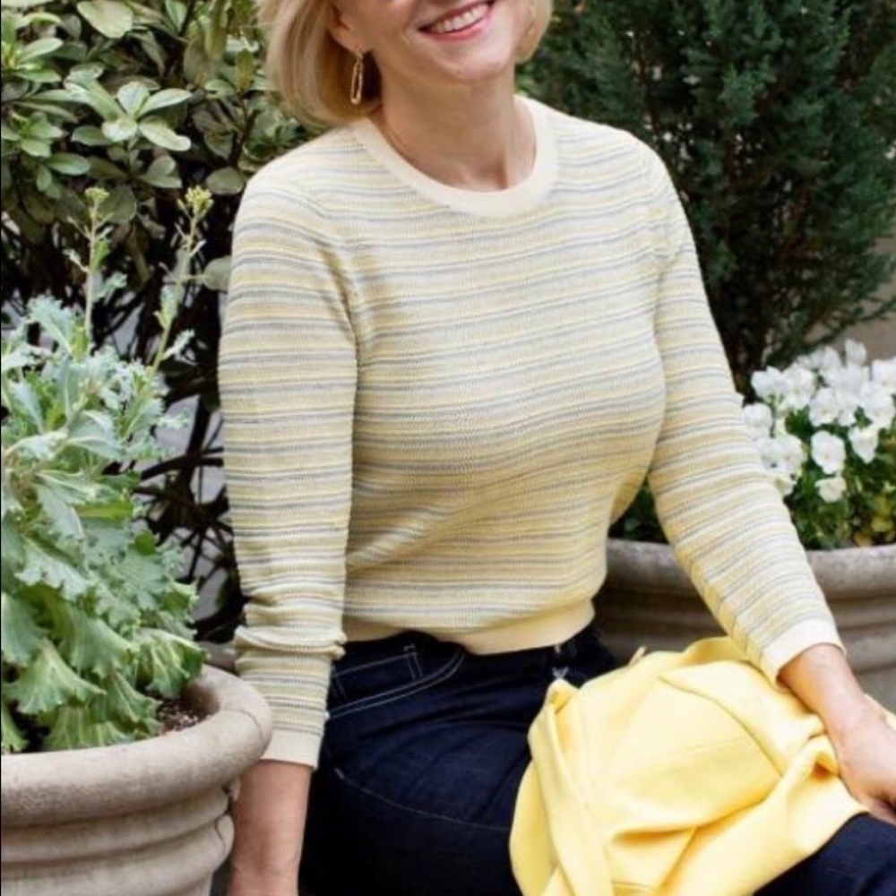 Veronica Beard Sweater XL NWT Boise Yellow Multi Nordstrom Luxury Thin Knit - Picture 3 of 15